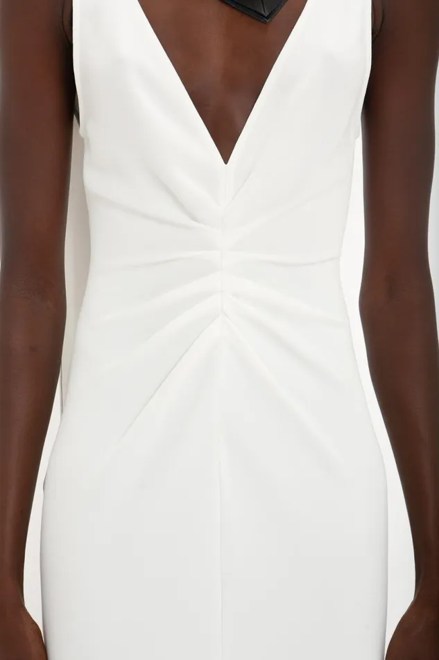 Dresses Women Victoria Beckham Exclusive VNeck Gathered Waist FloorLength Gown In Ivory
