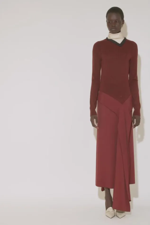 Dresses Women Victoria Beckham High Neck Tie Detail Dress In Russet