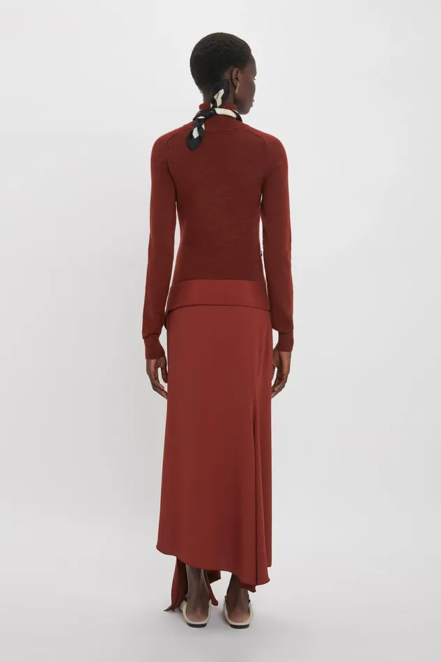 Dresses Women Victoria Beckham High Neck Tie Detail Dress In Russet