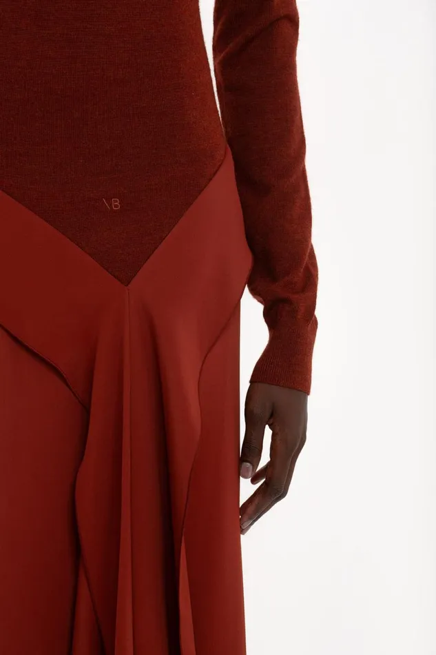 Dresses Women Victoria Beckham High Neck Tie Detail Dress In Russet