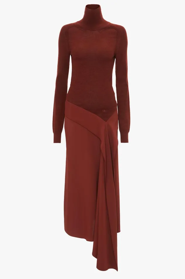 Dresses Women Victoria Beckham High Neck Tie Detail Dress In Russet