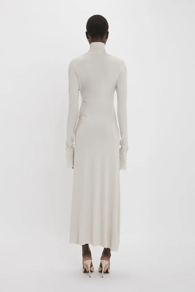 Dresses Women Victoria Beckham Long Sleeve CutOut Jersey Midi Dress In Bone