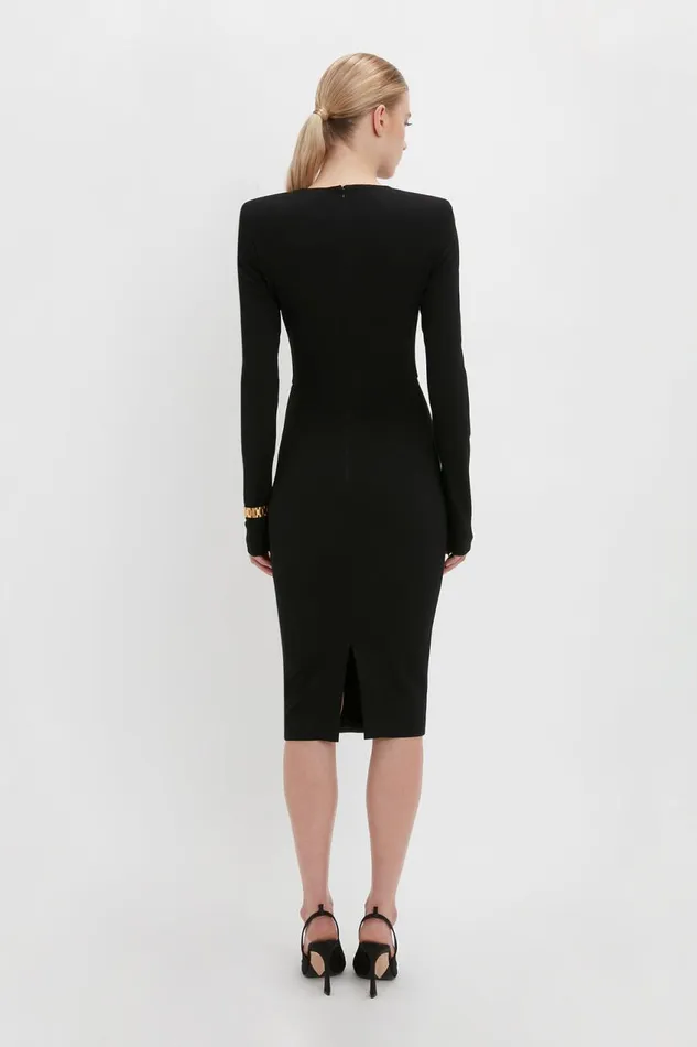 Dresses Women Victoria Beckham Long Sleeve TShirt Fitted Dress In Black