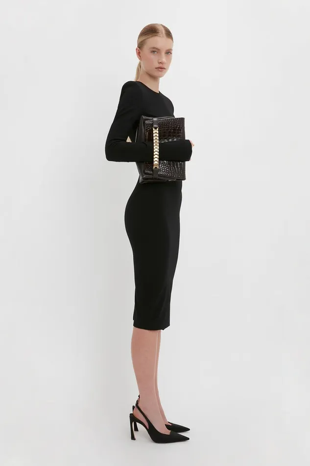 Dresses Women Victoria Beckham Long Sleeve TShirt Fitted Dress In Black