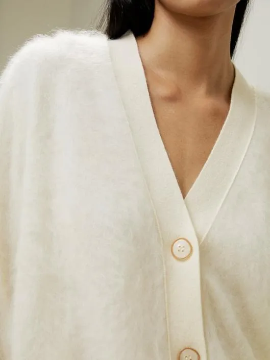 DropShoulder Cashmere Cardigan With Pearl Button Women Lilysilk Knitwear