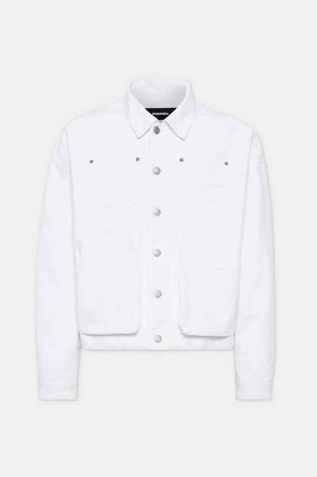 Dsquared2 Coats and Outerwear Icon New Generation Canvas Utility Jacket White 8211 Men