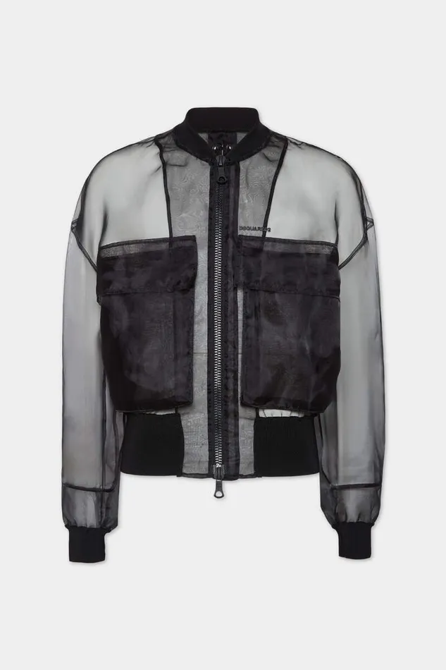 Dsquared2 Coats and Outerwear XRay Sheer Bomber Black 8211 Men