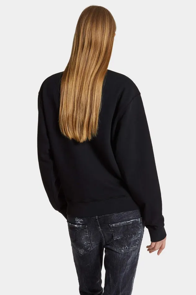 Dsquared2 Sweatshirts Dyed Just Right Fit Doodle Sweatshirt Black 8211 Women