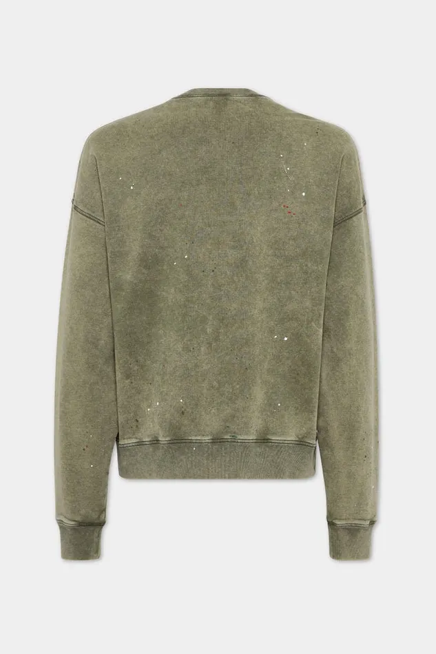 Dsquared2 Sweatshirts Marble Dyed With Vanish Spot Cypro Fit Sweatshirt Olive Green 8211 Men