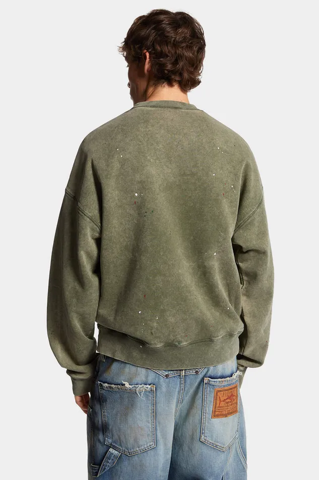 Dsquared2 Sweatshirts Marble Dyed With Vanish Spot Cypro Fit Sweatshirt Olive Green 8211 Men