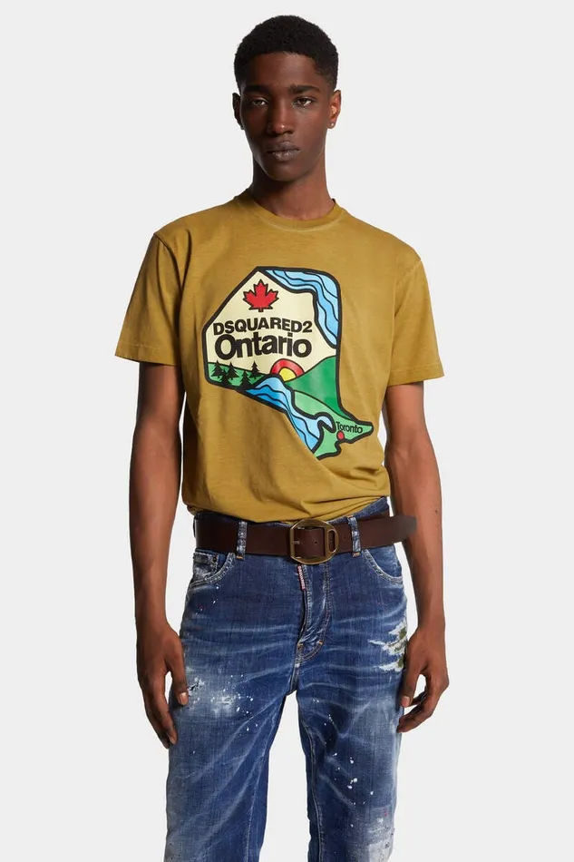 Dsquared2 TShirts and Polo Best Fade Dyed Cool Fit Map TShirt Camel 8211 Men