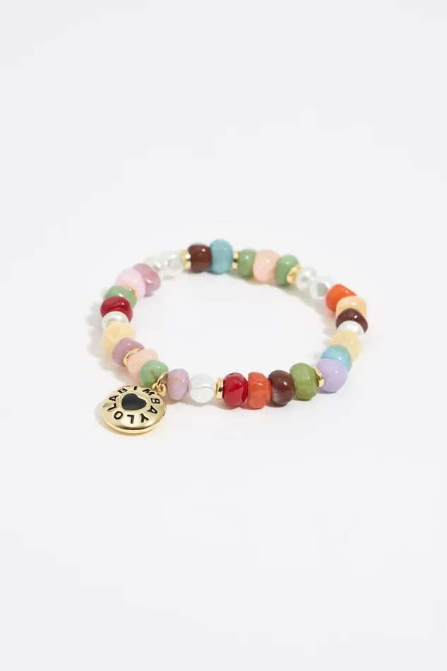 Elastic Bracelet With Candy Logo And Multicolor Stones Gold Women Bimba Y Lola Jewelry Elastic Bracelet With Candy Logo And Multicolor Stones Gold Women Bimba Y Lola Jewelry