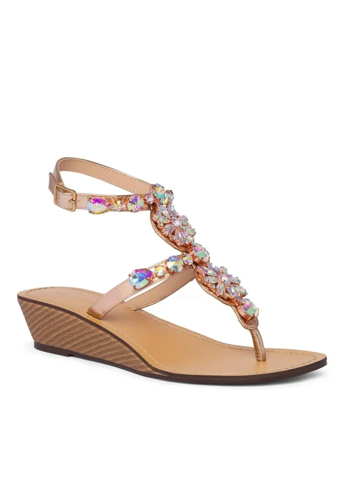 EMBELLISHED LOW WEDGES Rose Gold Women VENUS Sandals and Wedges
