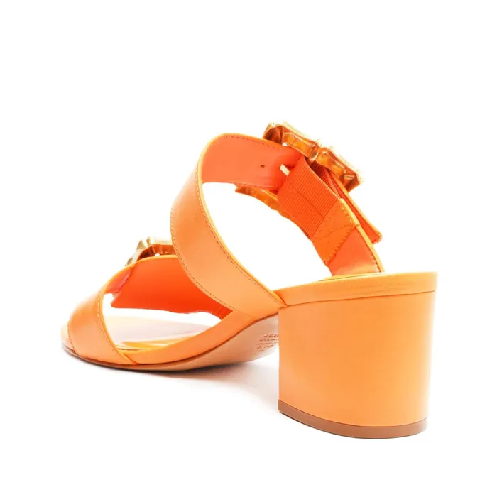 Enola Mid Block Leather Sandal Orange Women Schutz Shoes Enola