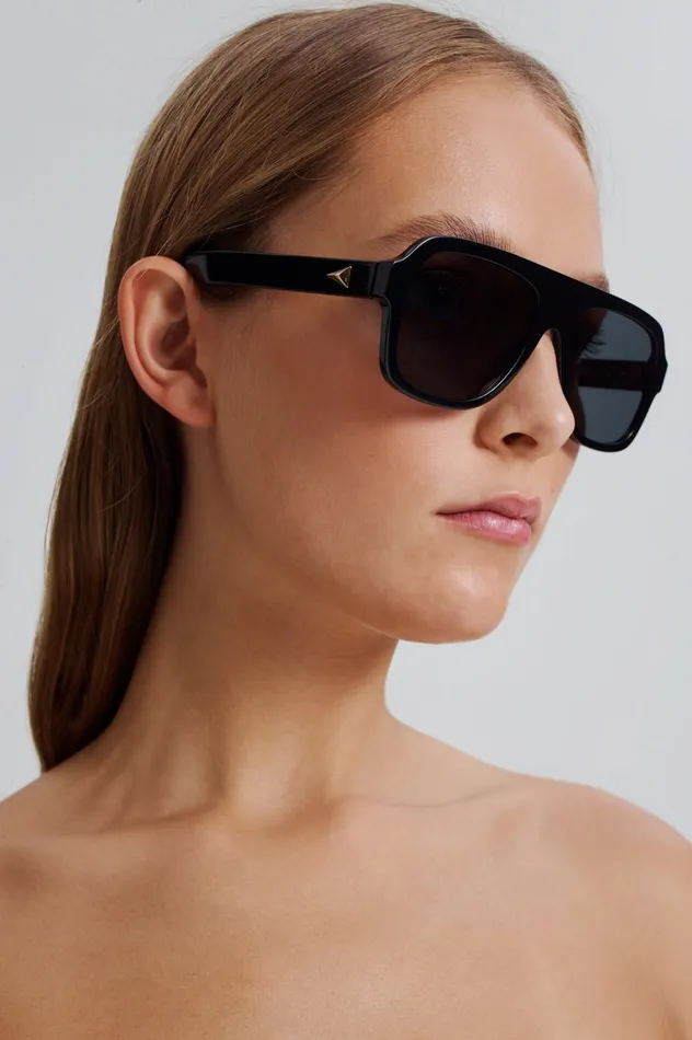 Eyewear Women Scanlan Theodore ST FLAT TOP AVIATOR SUNGLASSES Black