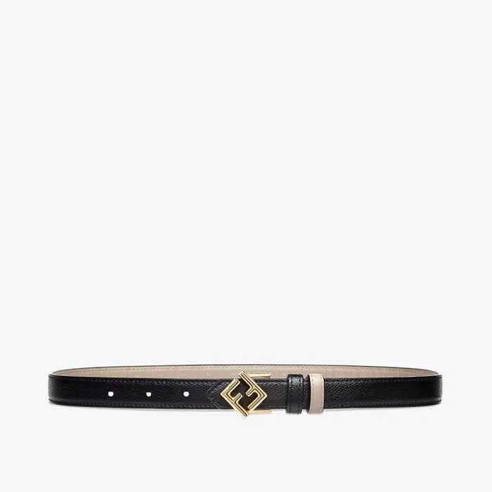 Fendi Belts FF Diamonds Belt Black And Beige Leather Reversible Belt 8211 Women