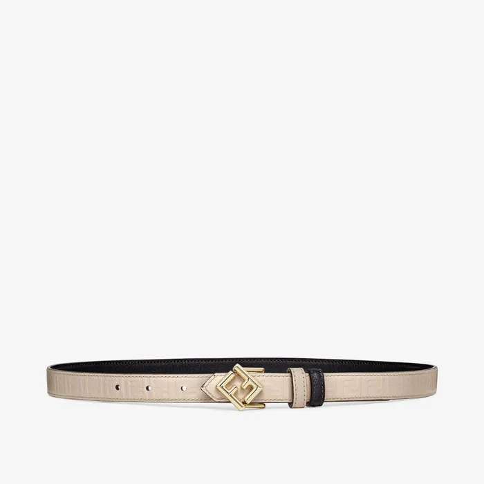 Fendi Belts FF Diamonds Belt Black And Beige Leather Reversible Belt 8211 Women