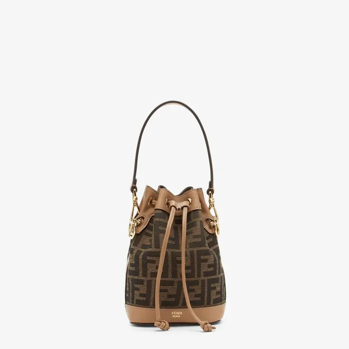 Fendi Bucket Bags Mon Tresor Brown FF Fabric Minibag 8211 Women