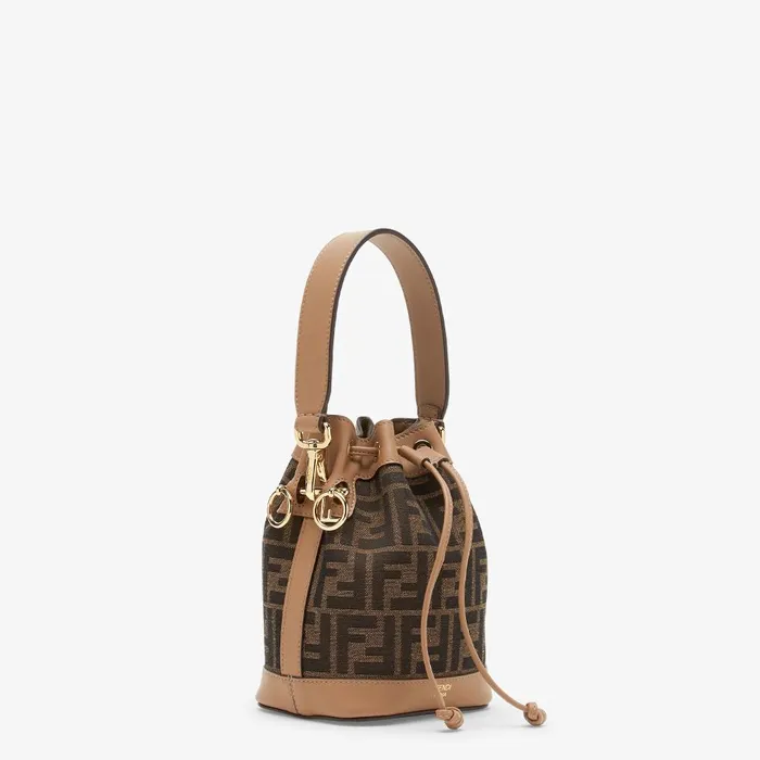 Fendi Bucket Bags Mon Tresor Brown FF Fabric Minibag 8211 Women