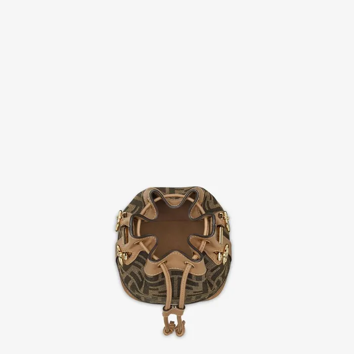 Fendi Bucket Bags Mon Tresor Brown FF Fabric Minibag 8211 Women