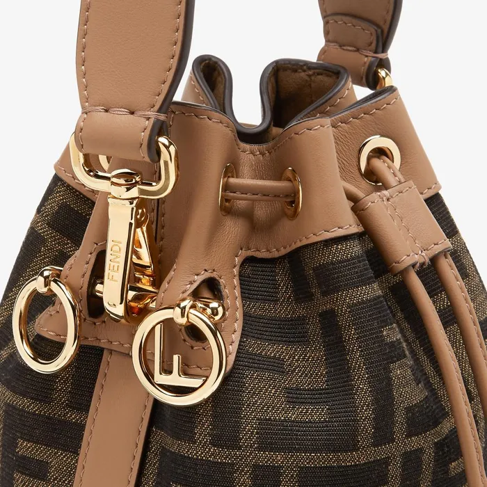 Fendi Bucket Bags Mon Tresor Brown FF Fabric Minibag 8211 Women