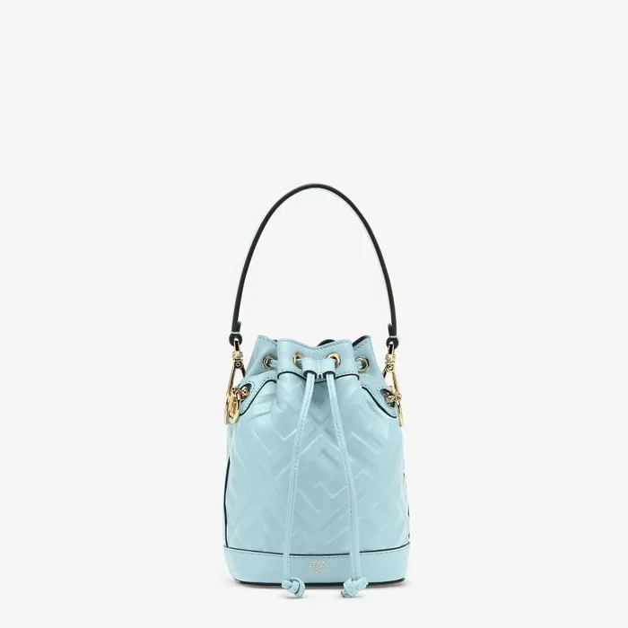 Fendi Bucket Bags Mon Tresor Light Blue Leather Mini Bag 8211 Women