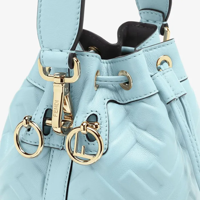 Fendi Bucket Bags Mon Tresor Light Blue Leather Mini Bag 8211 Women