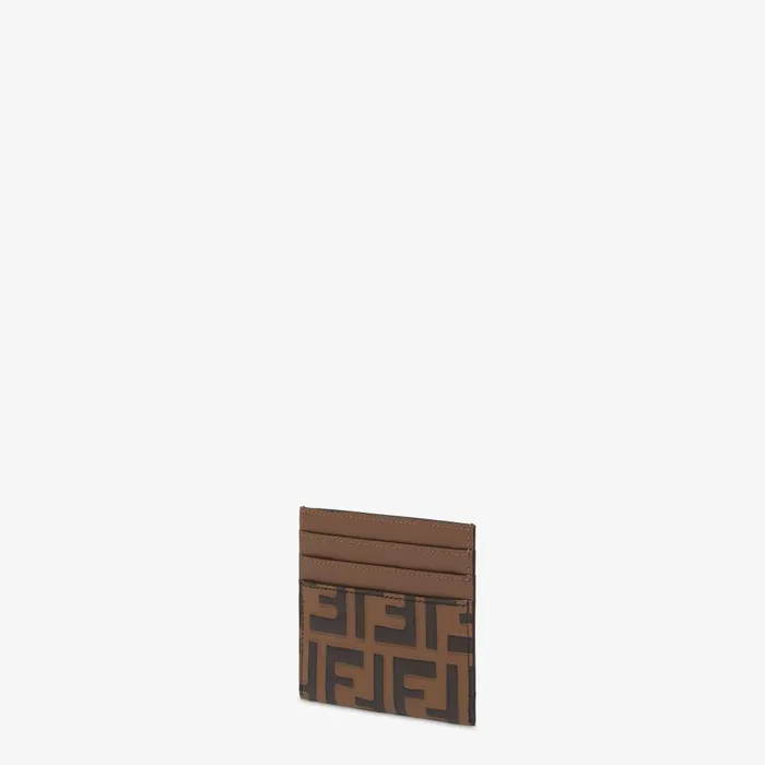 Fendi Card Holders FF Diamonds Card Case Brown And Black FF Leather Flat Card Holder 8211 Women