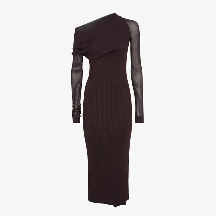 Fendi Knitwear Dress Dark Purple Yarn Dress 8211 Women