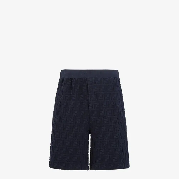 Fendi Pants and Shorts Bermudas Blue FF Terry Shorts 8211 Men
