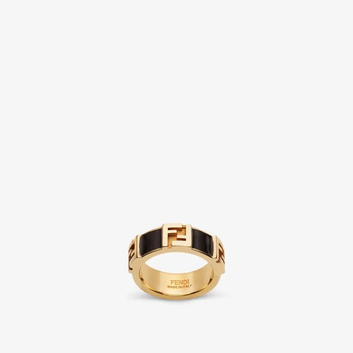 Fendi Rings Forever Fendi Ring Goldcolored And Black Metal Ring 8211 Women