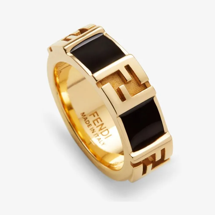 Fendi Rings Forever Fendi Ring Goldcolored And Black Metal Ring 8211 Women