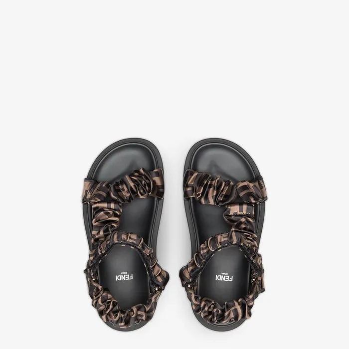 Fendi Sandals and Mules Fendi Feel Brown Satin Sandals 8211 Women
