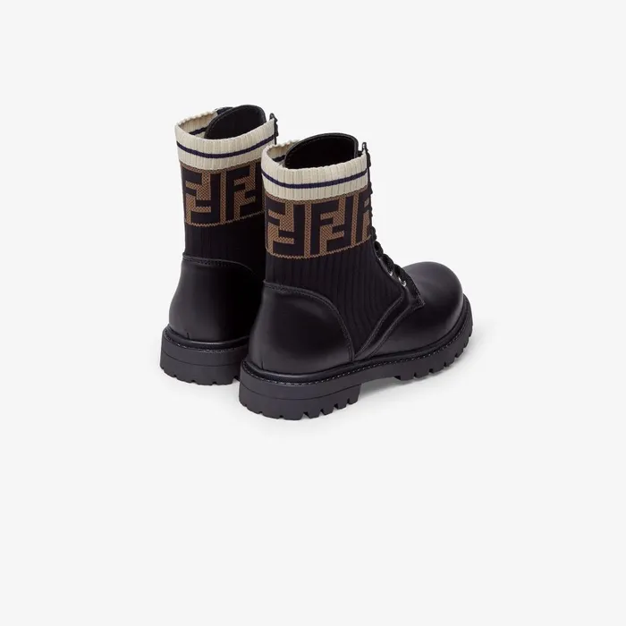Fendi Shoes Boots Junior Biker Boots In Leather And Fabric 8211 Kids
