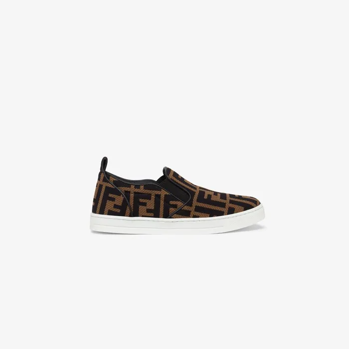 Fendi Shoes Junior Slip Ons Fabric Junior Slipons With Allover FF Logo 8211 Kids