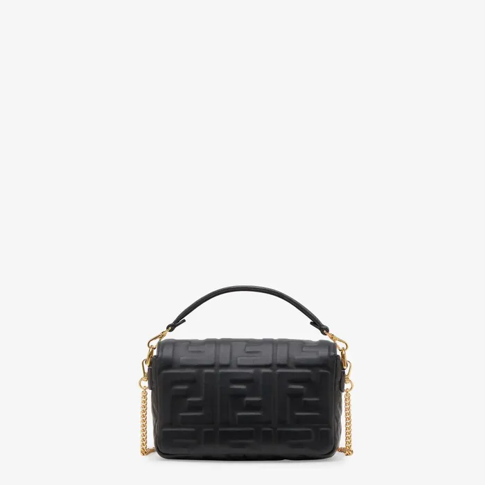 Fendi Shoulder and Crossbody Bags Baguette Mini Black Nappa Leather Bag With FF Motif 8211 WomenKids