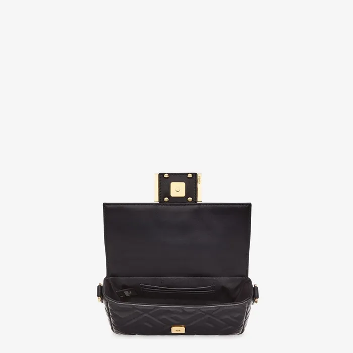 Fendi Shoulder and Crossbody Bags Baguette Mini Black Nappa Leather Bag With FF Motif 8211 WomenKids