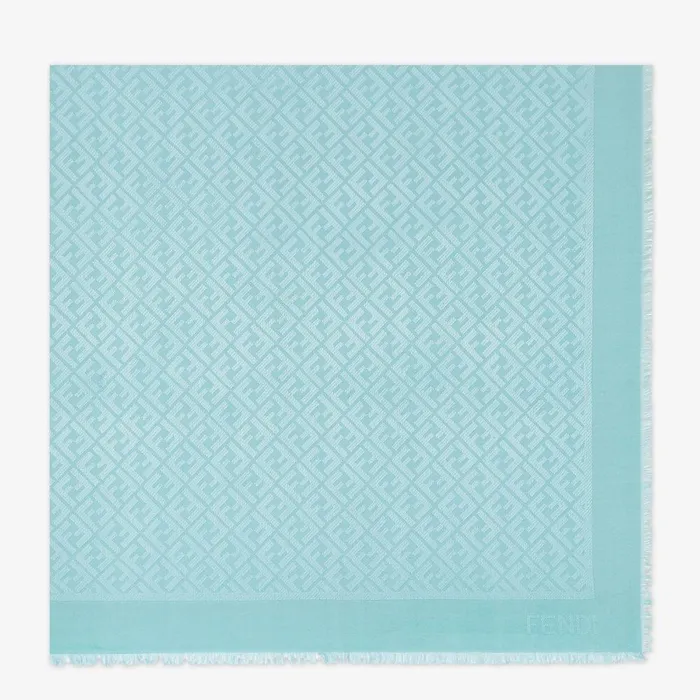 Fendi Silk Scarves FF Shawl Light Blue Silk And Wool Shawl 8211 Women
