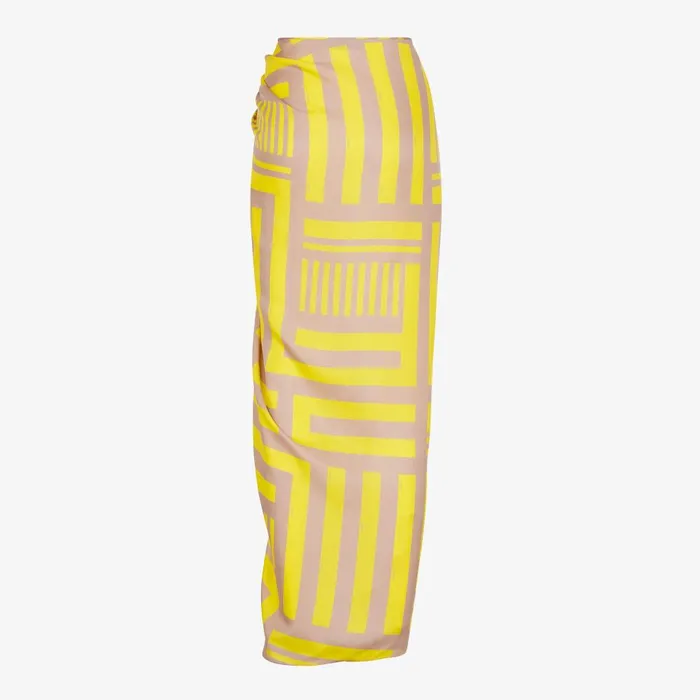 Fendi Skirts Skirt Golden Yellow Printed Silk Skirt 8211 Women
