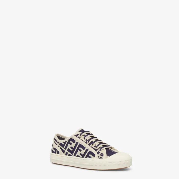 Fendi Sneakers Domino Blue FF Canvas Low Tops 8211 Women