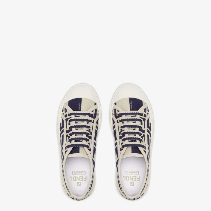 Fendi Sneakers Domino Blue FF Canvas Low Tops 8211 Women