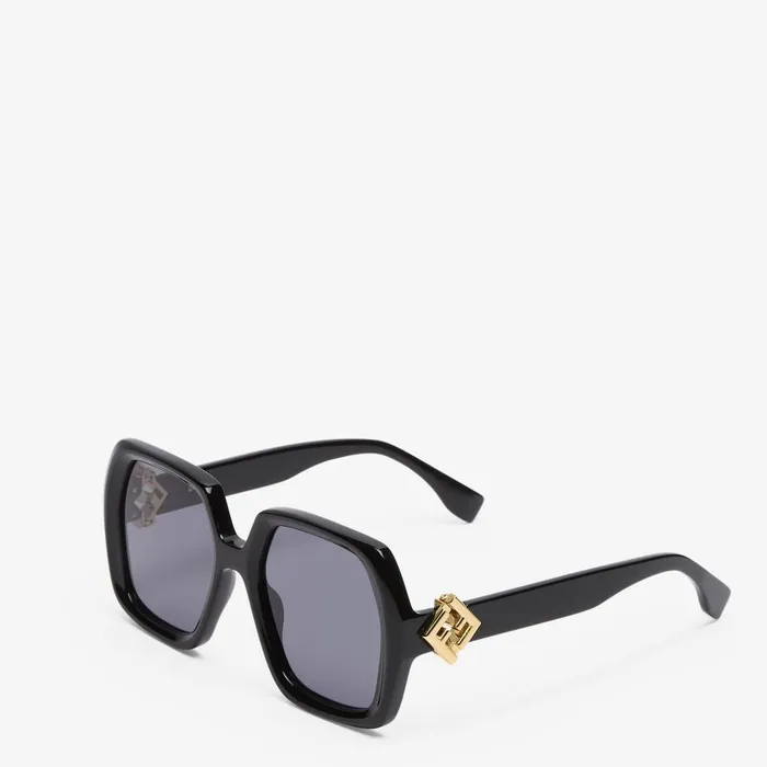 Fendi Sunglasses FF Diamonds Low Bridge Fit Black Acetate Sunglasses 8211 Women