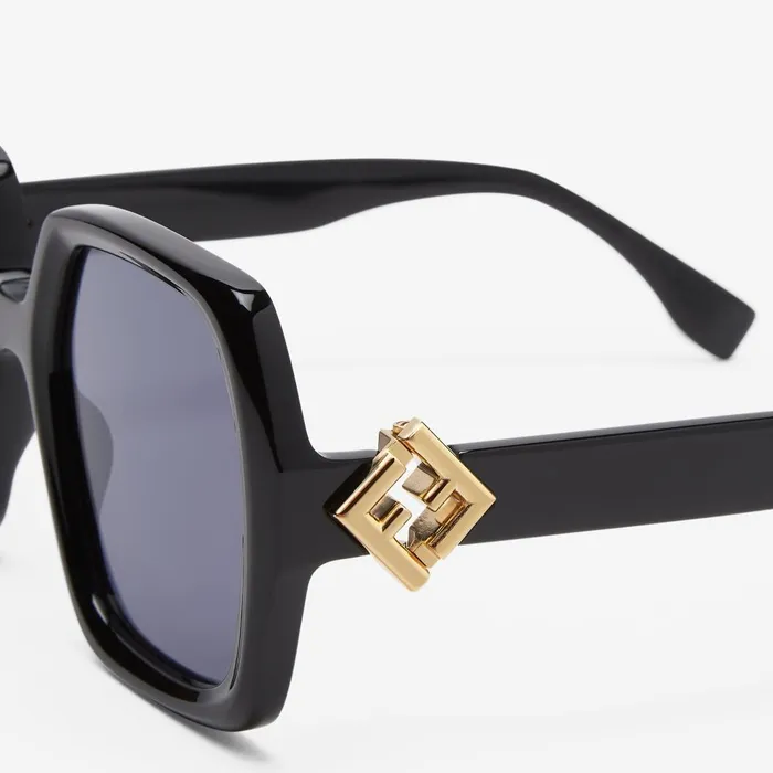 Fendi Sunglasses FF Diamonds Low Bridge Fit Black Acetate Sunglasses 8211 Women