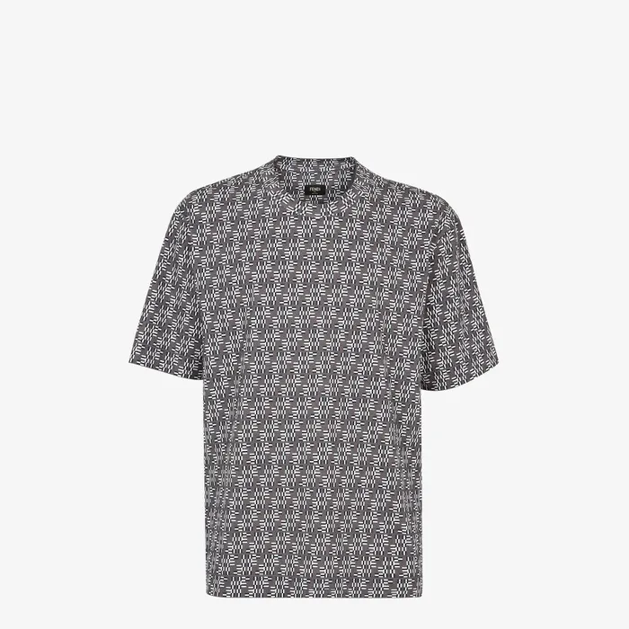 Fendi Tshirts and Polos TShirt FF Labyrinth Gray Cotton Tshirt 8211 Men