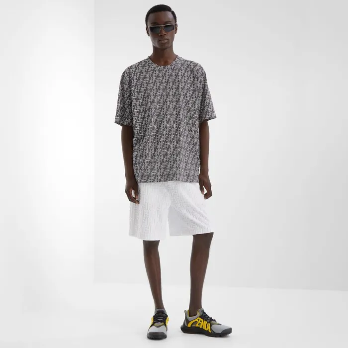 Fendi Tshirts and Polos TShirt FF Labyrinth Gray Cotton Tshirt 8211 Men