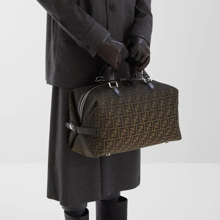 Fendi Travel FF Eclissi Fendi Siesta Medium Brown FF Jacquard Bag 8211 Men