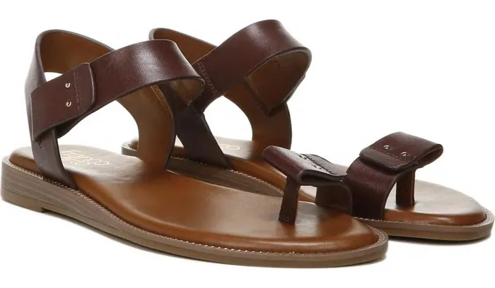 Flat Sandals Women Franco Sarto Franco Geranio Sandal Dark Brown Leather