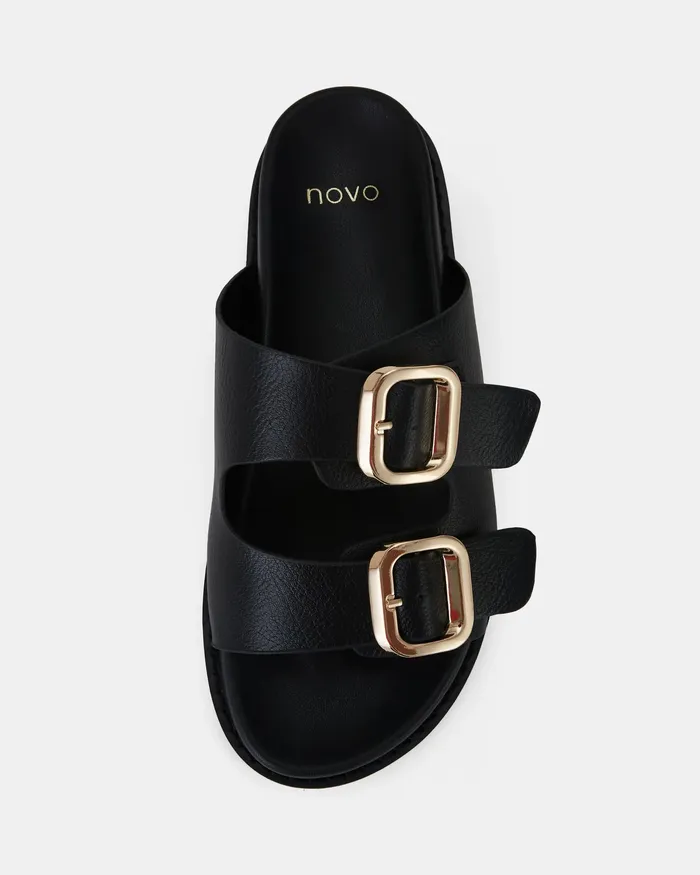 Flat Sandals Women SASCHA BLACK Flatform NOVO Shoes