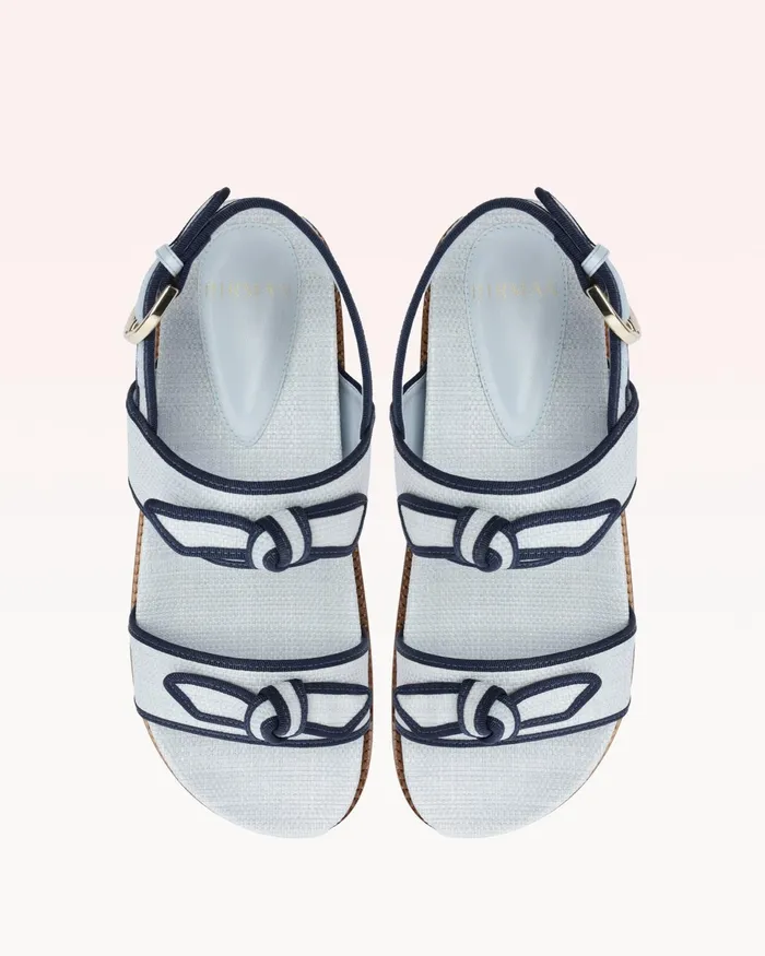 Flats Women Alexandre Birman Grosgrain Raffia Sport Sandal Serene Blue