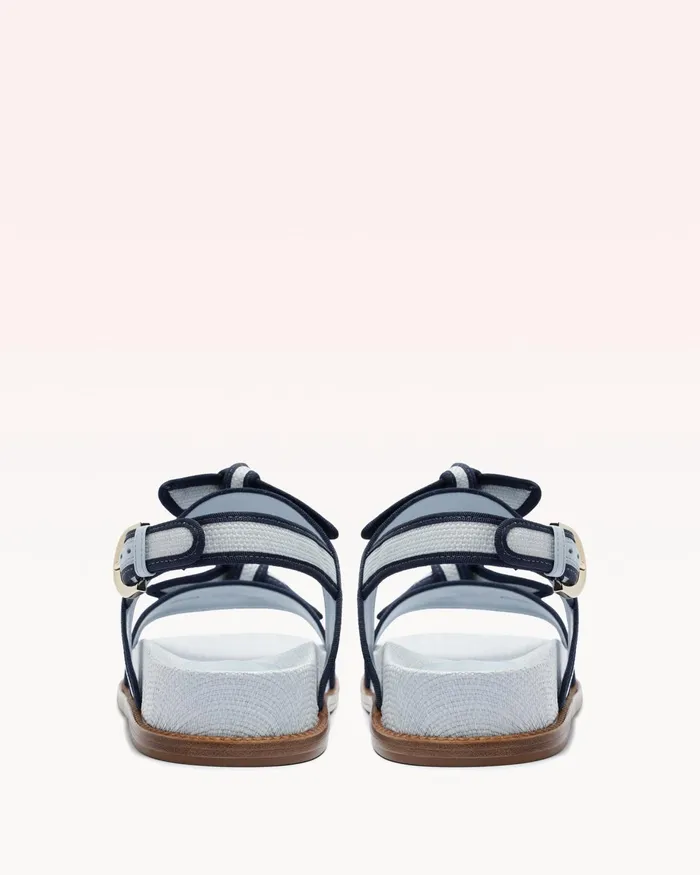 Flats Women Alexandre Birman Grosgrain Raffia Sport Sandal Serene Blue